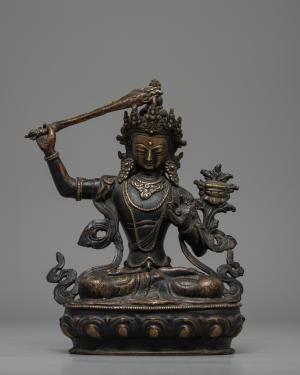 Manjushri Statue | Bodhisattva of Great Wisdom | Manjushri Bodhisattva | Religious Art | Tibetan Buddhism | Home Decor | Good Luck to House